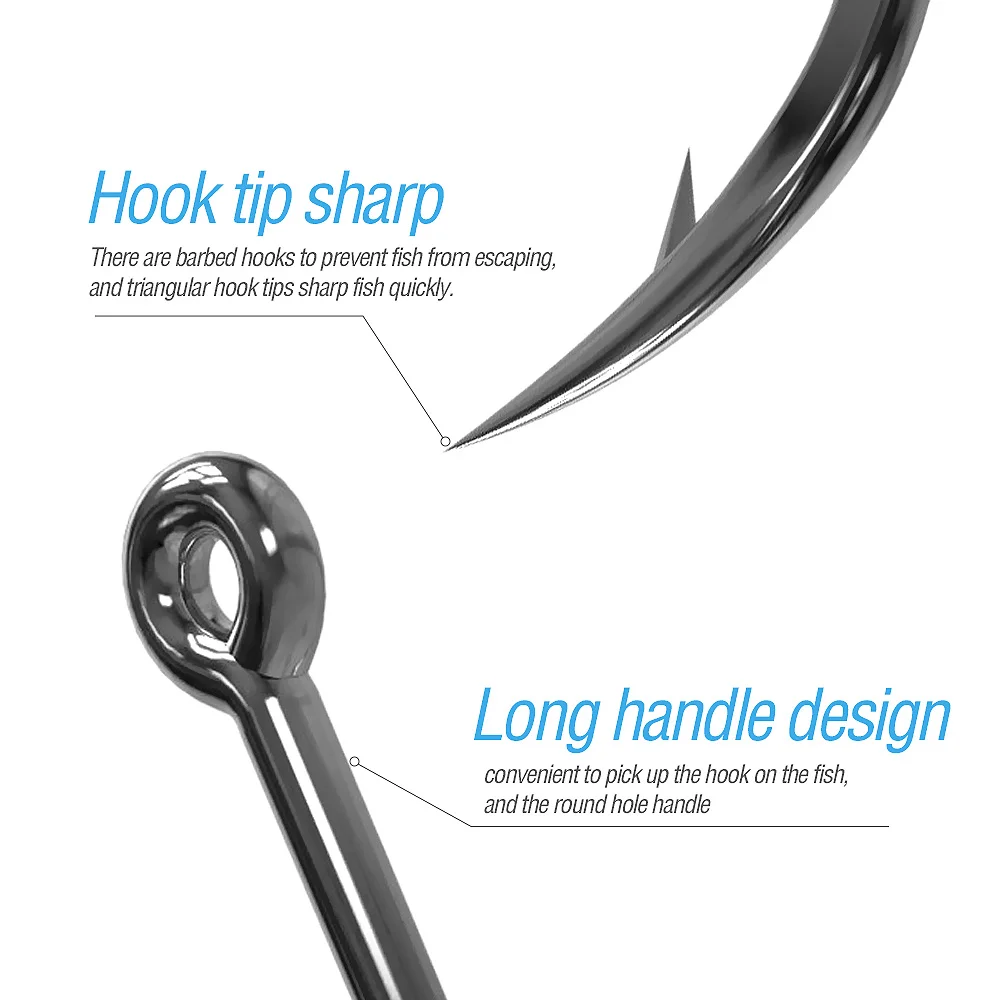 50pcs fishhooks Proberos Brand Fishing Hook 1#-6# Fish Hook BAITHOLDER Black Color Jig Big Hook Treble Hooks