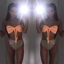 

2018 Bandage Bathing Suit Shining Beachwear Sexy Off Shoulder Strip High Waist Maillot De Bain Deux Brazilian Push Up Swimsuit