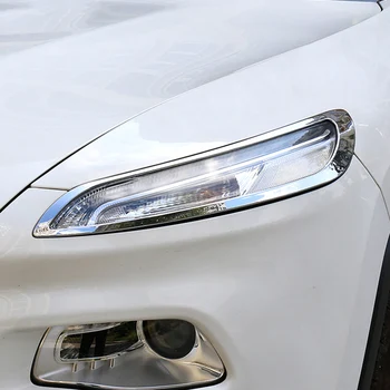 

Silver Chrome Headlight Covers Accessories For Jeep Cherokee (KL) 2014-2018 2 Frames/Set Front Light Lamp Promotion Trims