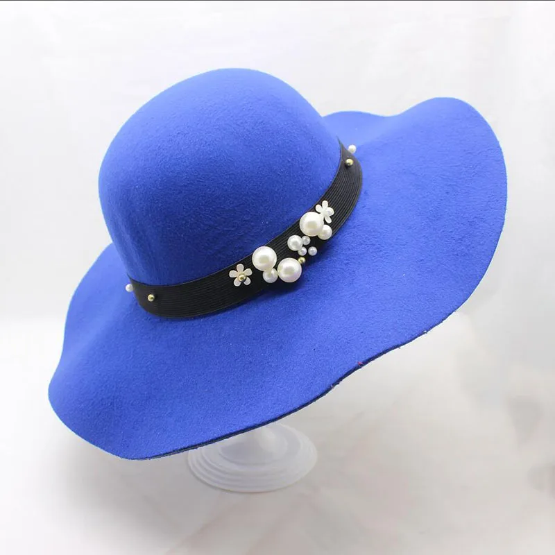 BING YUAN HAO XUAN новая широкая женская шляпа фетровая шляпа-котелок Fedora Floppy Sun жемчужный узел женская шляпа в форме колпака большая женская шляпа