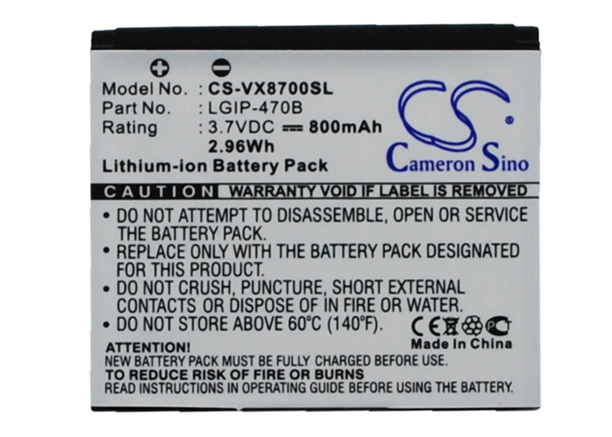 Аккумулятор Cameron Sino 800 мАч LGIP 470B SBPL0085801 для LG AX565 970B UX565 VX8610 VX8700 Verizon VX8700|cameron sino|cameron