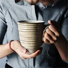 NIMITIME в японском стиле керамическая большая чашка, керамическая кружка с нитью, чашка для кофе, молока, большая емкость, чашка для завтрака