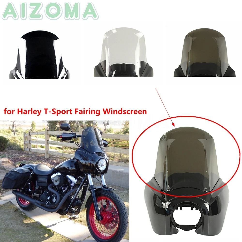 

Motorcycle Headlight Fairing Replacement Windshield Wind Screen for Harley Dyna Low Rider Street Fat Bob FXR FXD 1987-17