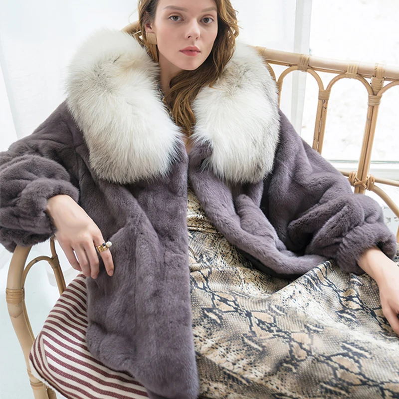 Ftangaiur Winter Imported Copenhagen Purple Label Mink Coat