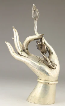 

tibet siliver Handwork Carving Buddha Kwan-yin Collectable Hand Statue free SHIPPING