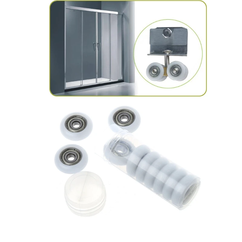 Sliding door rollers, window pulley, plastic bearing pulley, 5x23x7.3mm Nylon plastic carbon steel bearings pulley wheels, embedded groove, 10 Pcs