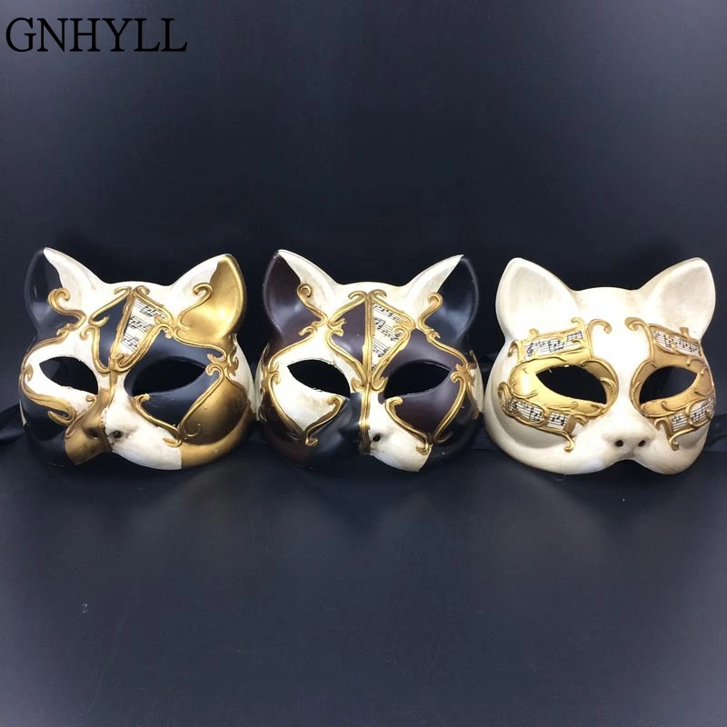 

GNHYLL Vintage PVC kitten mask Halloween Masks Cat Masquerade Party Masks Halloween masquerade children mask