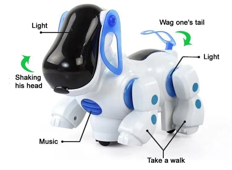 Удивительный робот собака прекрасная музыка блеск интеллектуальный электронный робот ходящая Собака Щенок экшн игрушка для домашних