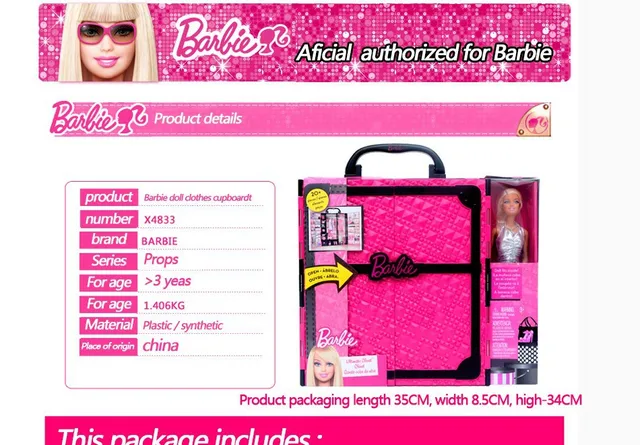 Original barbie sonho engraçado guarda-roupa acessórios do bebê brinquedo  para menina natal presente de aniversário barbie boneca x4833