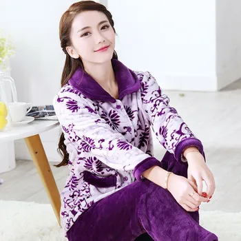 

Sleep Autumn Pyjamas Women Winter Coral Velvet Long Sleeve Female Pajama Sets Thick Warm Sexy Pajamas XXL Pyjama Femme Homewear