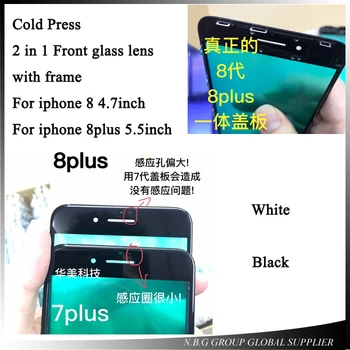 

100pcs/lot by DHL Top Quality Outer Glass with Middle Frame Bezel For iPhone 8G 8 plus Pre-Assembled Front Glass Lens with Frame