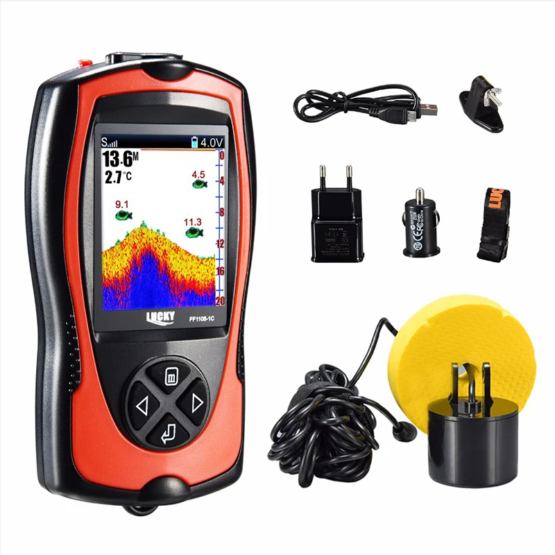Inventor de Peixes Sonar para Pesca Fishfinders para Caiaque Sorte Portátil Sonar Fishfinder Cabo Barco Lago Gelo 11 Sorte portátil sonar inventor de peixes fishfinder