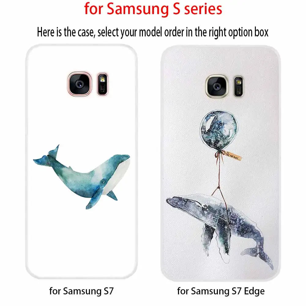 Чехол для телефона с акварельным рисунком Кита Samsung Galaxy S8 S9 S10 S20 S30 Plus Uitra Lite Cover S10E S7
