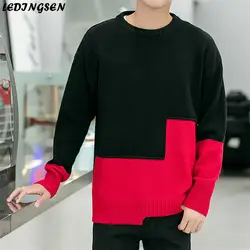 LEDINGSEN Мода 2018 г. бренд шерсть зимний свитер мужские пуловеры для женщин джемпер в стиле пэчворк вязать шерстяной Осень корейский стиль