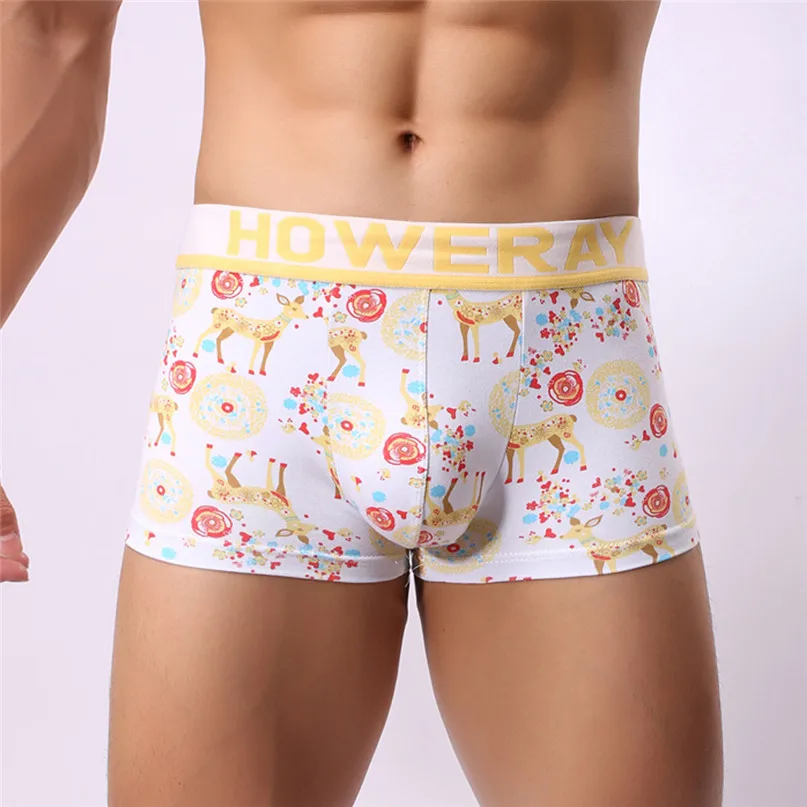 Sexy Underwear Men Men's Boxer Briefs Shorts Bulge Pouch Soft Underpants color deer pattern Trunks Boxer shorts #2h25 (16)