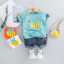 2019 Summer Baby Boys Girls Short Clothing Sets Infant Toddler Clothes Suits Bee T Shirt Shorts Kids Children Casual Suit hot sale kids clothes sets summer suits baby boys clothes short sleeve polo shirt denim shorts casual children clothing 2 colors