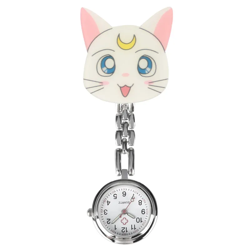 

Reloj Mujer Cartoon Leopard Cat Ornament Nurse Watch for Women Quartz Pocket Watch Retro Luminous Function Pendant Watch