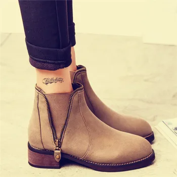 

Nice New Autumn/Winter Women Shoes British Med Martin Boots Pop Fashion Short Ankle Booties Warm Winter Snow Boots Size 25-61