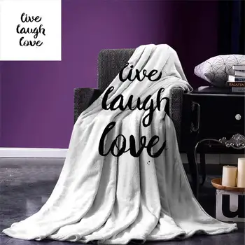 

Live Laugh Love Throw Blanket Inspirational Slogan for Boosting the Motivation of People in Monochrome Warm Microfiber