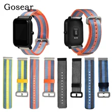 Gosear Универсальный 20 мм тканый нейлон ткань замена наручные часы ремешок браслет ремень для Xiaomi Huami Amazfit Bip Youth
