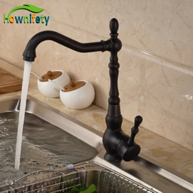 Best Price Free Shipping Black Color Kitchen Faucet Single Handle Single Hole Hot And Cold Mixer Tap Kitchen Sink Washing Tap