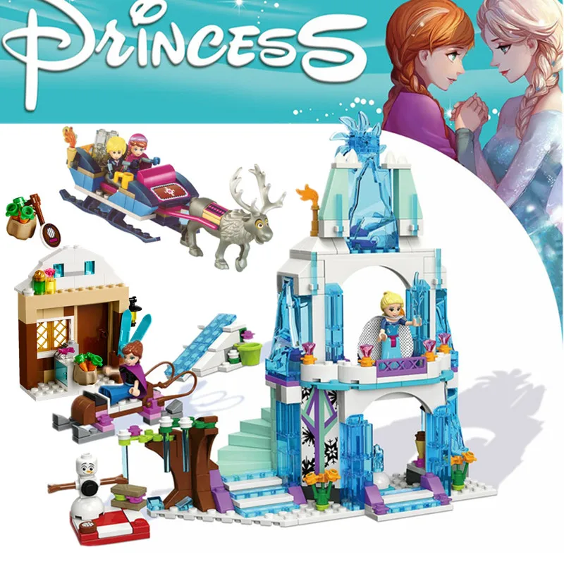 316pcs Dream Princess Castle Elsa Ice Castle Princess Anne Building Blocks Lego