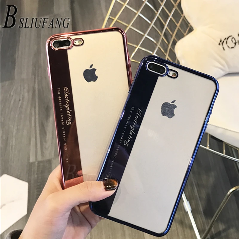 

Plating Clear Silicone Case for iPhone XS Max XR X Transparent TPU Soft cover for iPhone X 6 6S 7 8 Plus Shockproof Phone Case