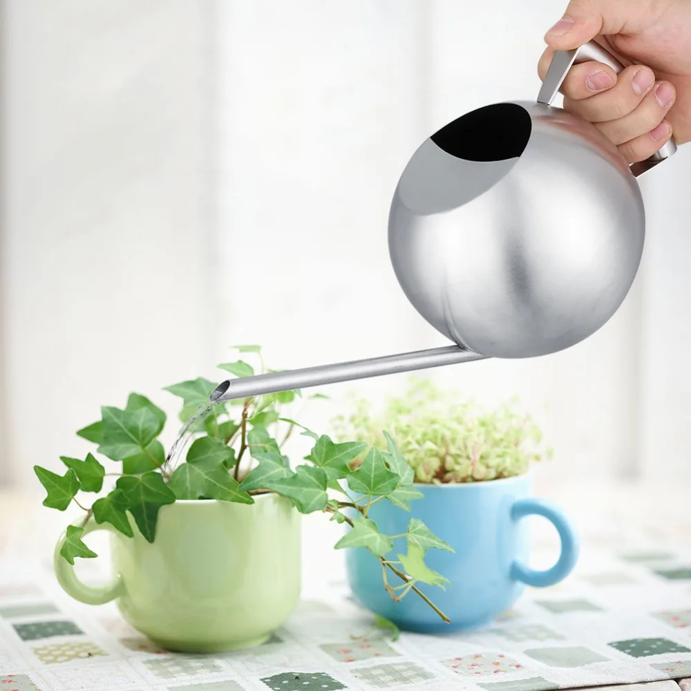 

Stainless Steel Watering Can 1000mL Long Mouth Round Sprinkling Pot for Home Garden Plant Watering Can resistant tocorrosion