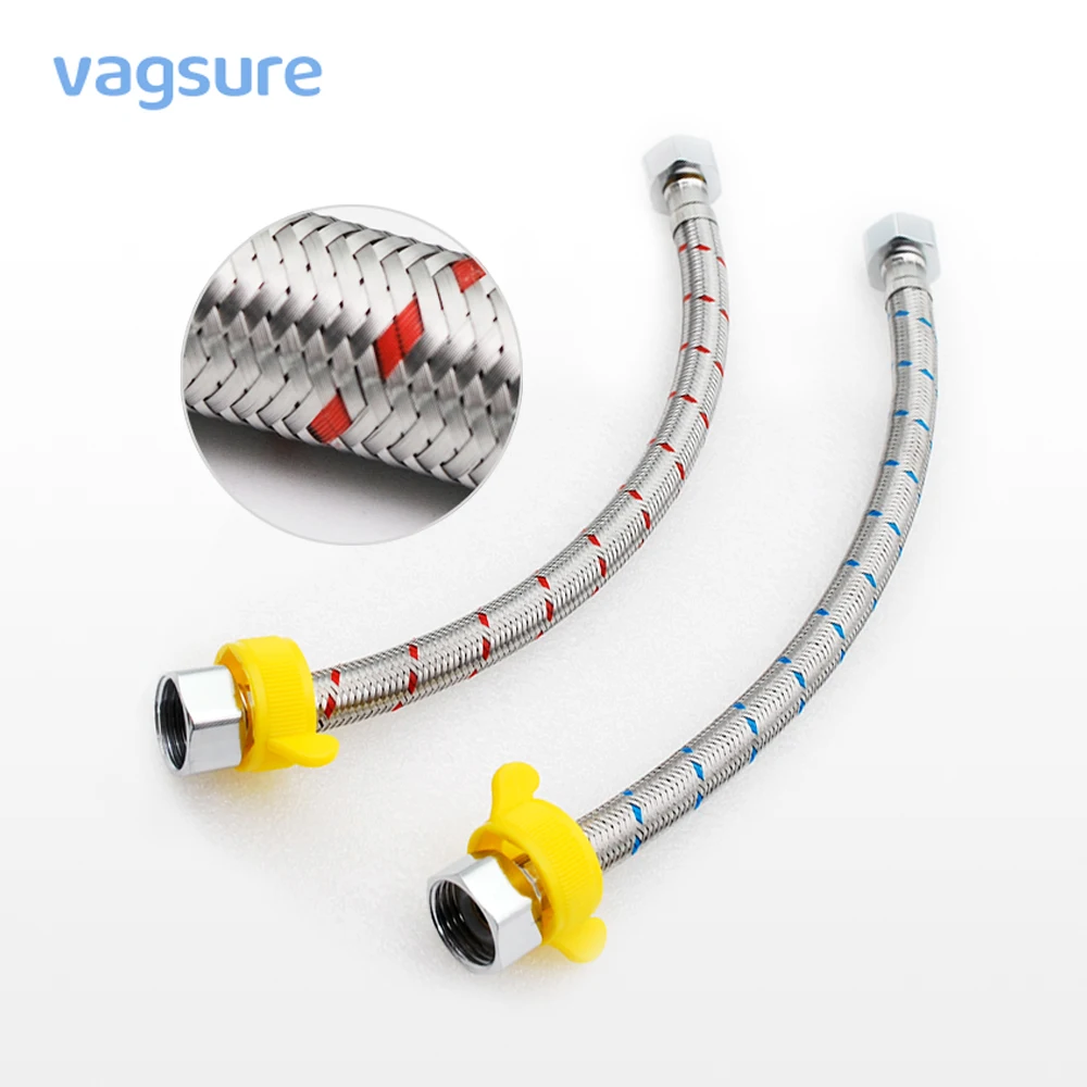 

2pcs G1/2 Plumbing Hose Stainless Steel Braided Inlet Pipe Flexible Cold Hot Mixer Faucet Water Supply Pipe For Kitchen Bathroom