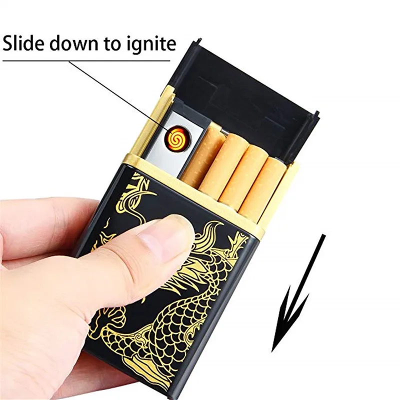 Cigarette Lighter Box Cigare Case USB Electronic Lighter Rechargeable