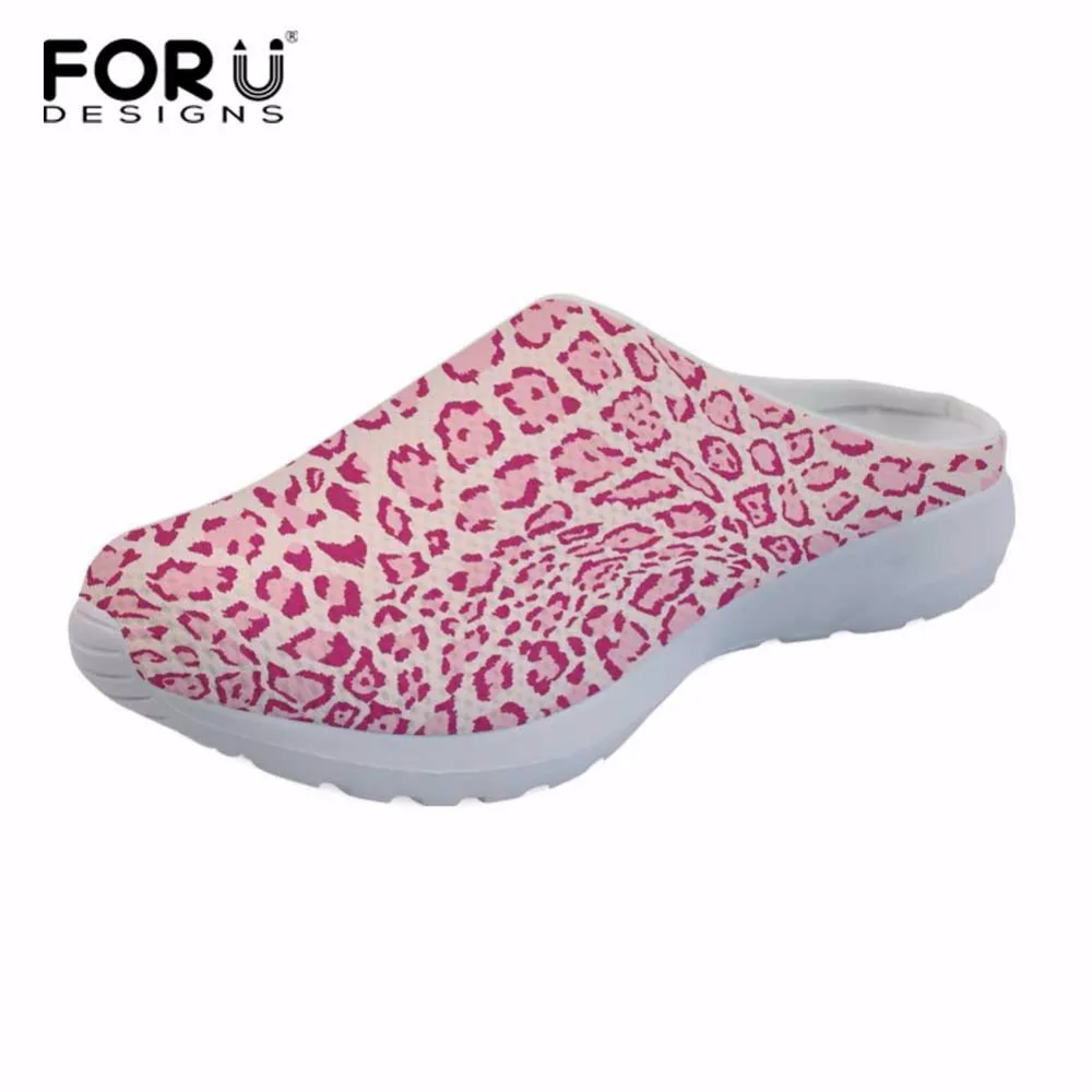

FORUDESIGNS Fashion Women Leopard Printed Sandals Summer Woman Light Weight Beach Water Shoes Camouflag Slip on Mesh Flats