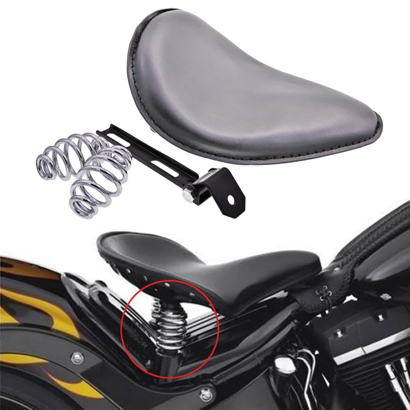 

Black Leather Solo Seat 3" Spring Mounting Bracket Kit For Harley Harley Honda Yamaha Kawasaki Suzuki Sportster Bobber Chopper