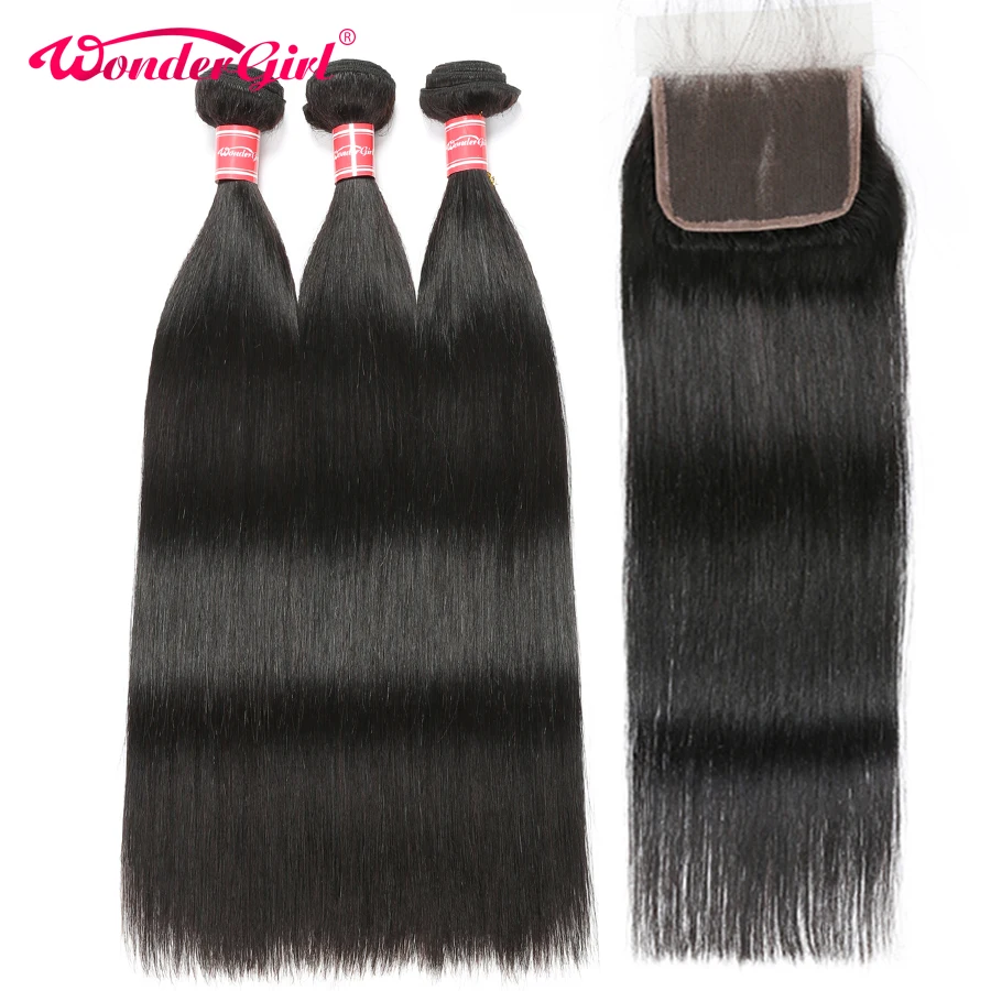 Peruvian Hair 3 Bundles With Closure Straight Hair Bundles With Closure Remy Human Hair Bundles With Closure Hair Extension