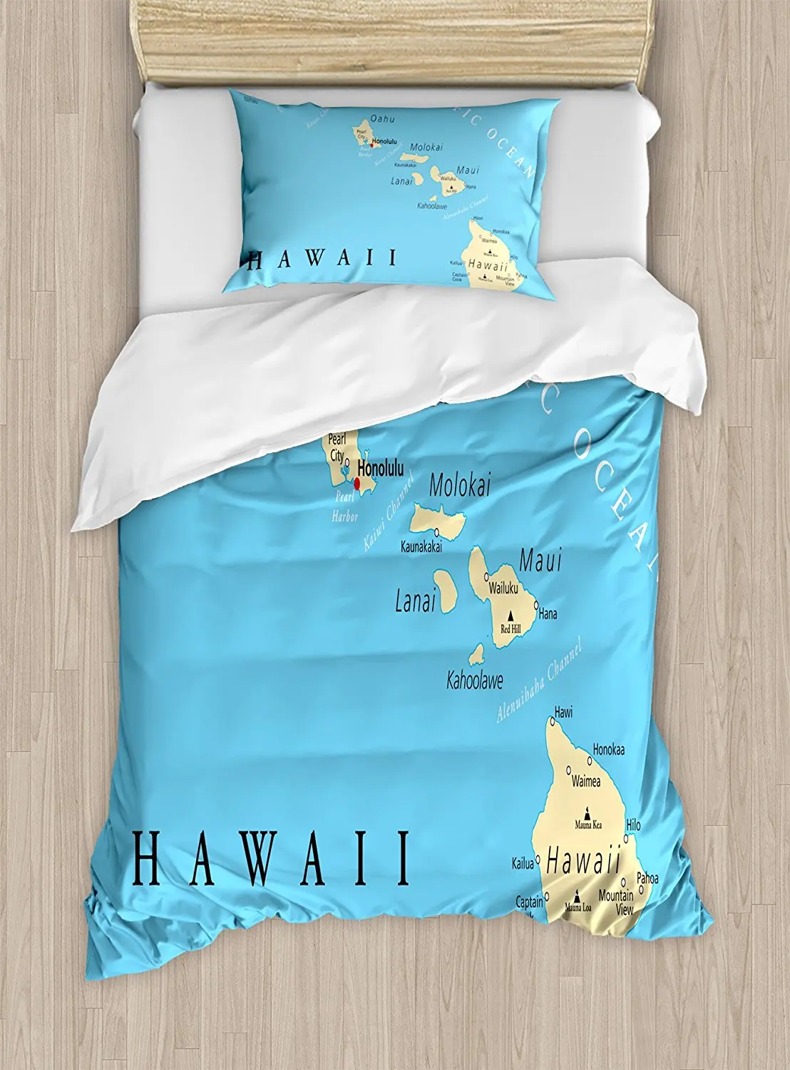 Hawaiian Decorations Duvet Cover Set Map Of Hawaii Islands