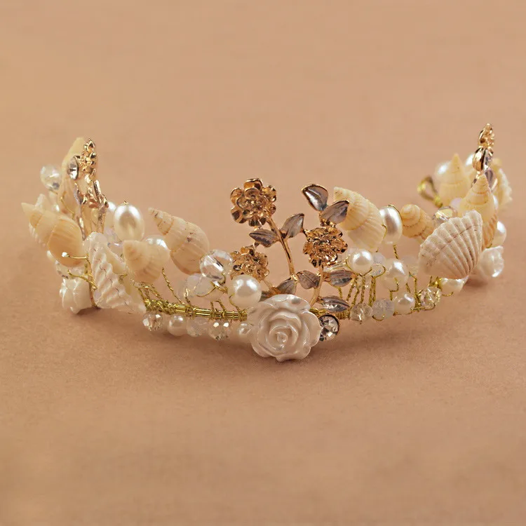 Free Shipping Beach Bridal Tiara,Wedding Shell Headpiece,Pearl Starfish Crown,Wedding Accessories,Mermaid Hair,Flower girl tiara,Shell crown