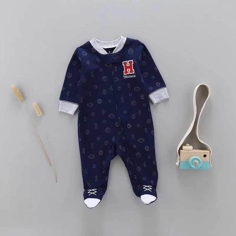 spring and autumn Baby cotton rompers newborn onesie baby girl boy long-sleeved onesie pajamas kids clothes - Цвет: 7