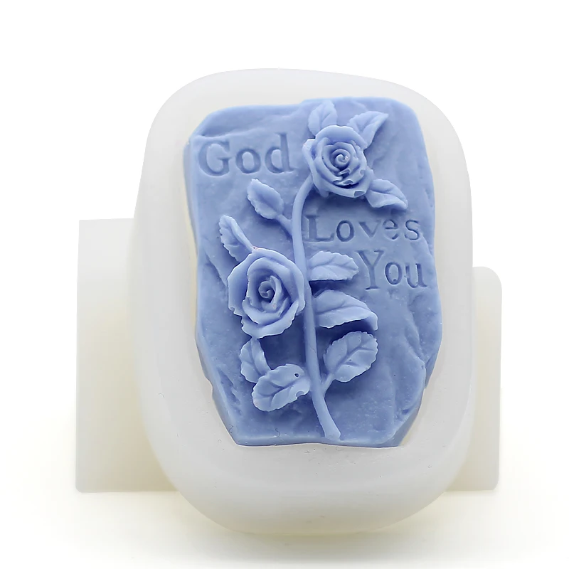 DIY handmade soap Mold God bless Flower silicone soap Mold