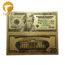 10Pcs/Set 24K Gold Plated Banknotes United Of America Gold Foil Banknote 20 Dollars Collection Fake Money 
