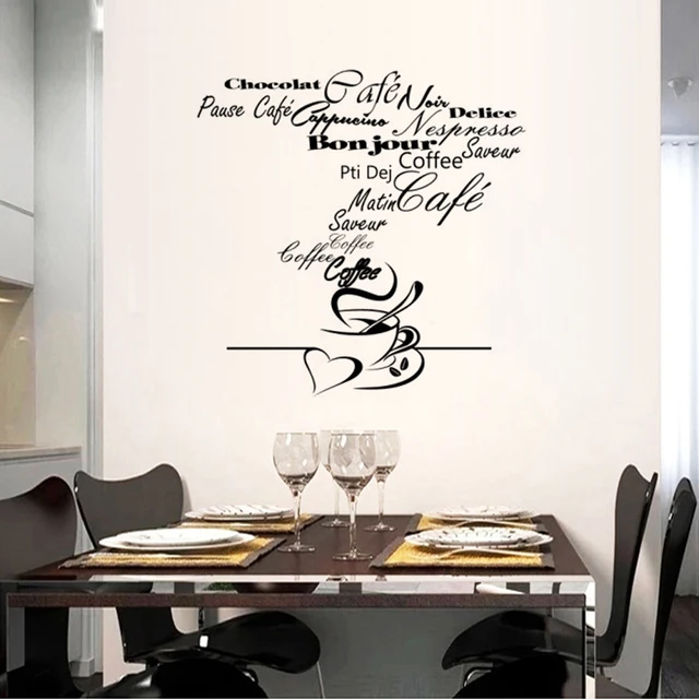 Taza de café creativa restaurante cocina Adhesivos de pared Decoración