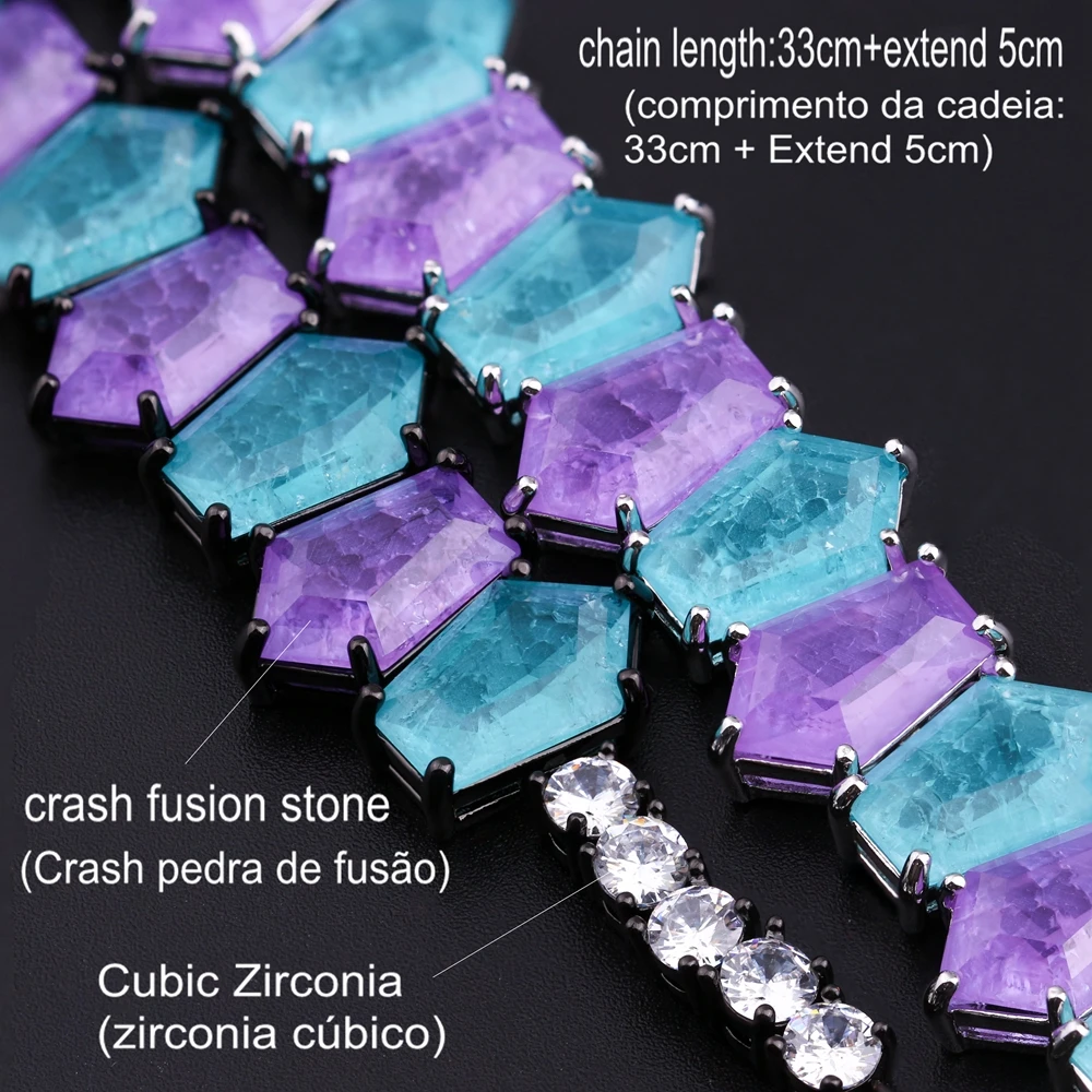 Колье Newranos Pedra Fusion Stone, многоцветное ожерелье с кристаллами, вечерние колье для женщин, модное ювелирное изделие NFX0022844