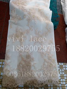 

gg004-1# apricot elegant pattern hand beads embroidery net mesh lace fabric for party/evening dress/sawing,8 color option