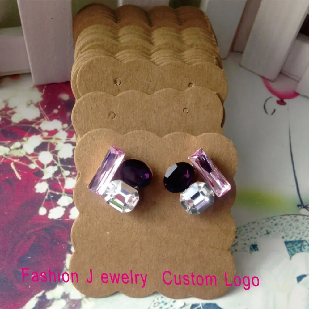 DIY Hand font b Made b font Kraft Earring Card For 1 pair Earring Display font