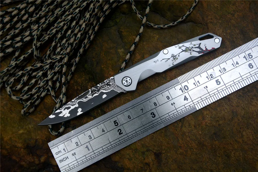 

TIGEND CF5303 folding knife VG10 Damascus steel blade steel handle outdoor camping no lock pocket knife EDC tools