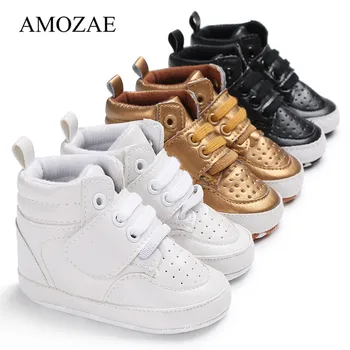 

2020 New Newborn Baby Boy Girl Shoes Soft Sole Warm Boots Anti-slip Sneaker PU Breathable Solid First Walkers 0-18M