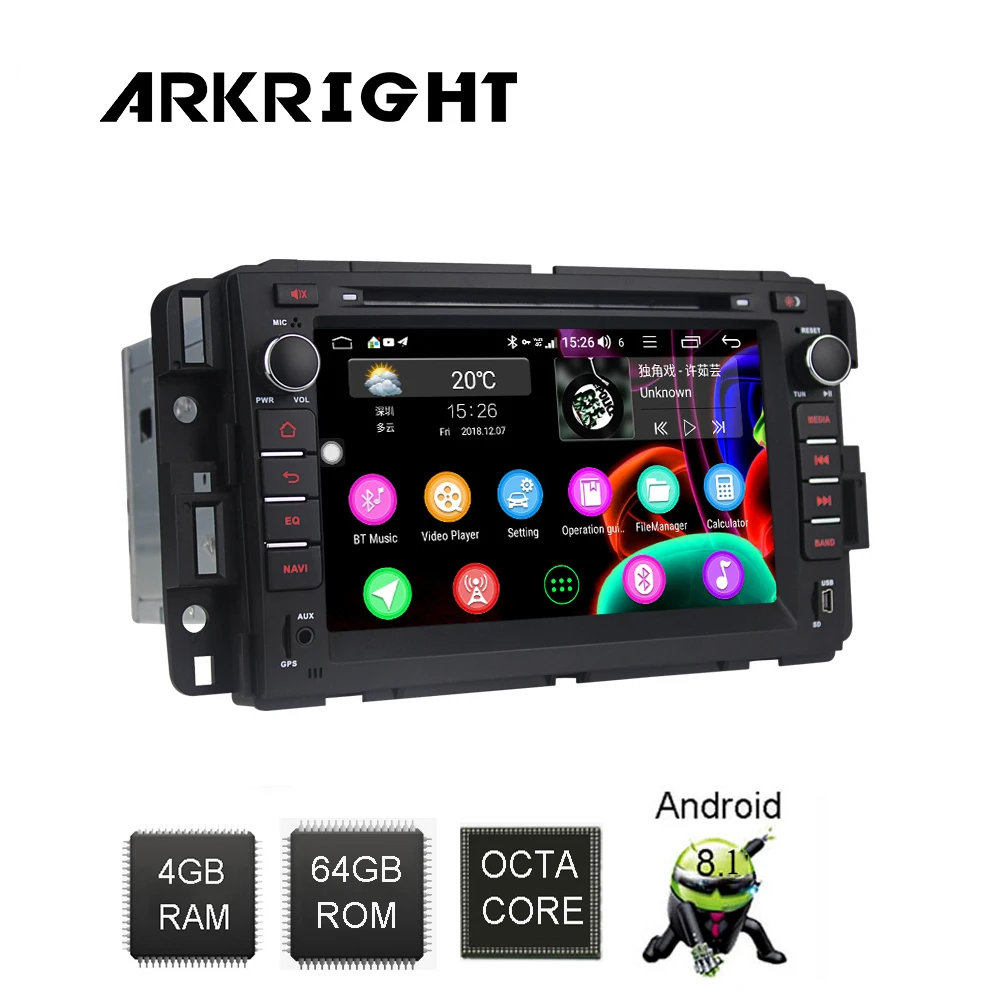 ARKRIGHT " 4+ 64 ГБ Android 8,1 Автомагнитола для Chevrolet Traverse Tahoe Suburban GMC gps навигация мультимедийный плеер 4G SIM карта