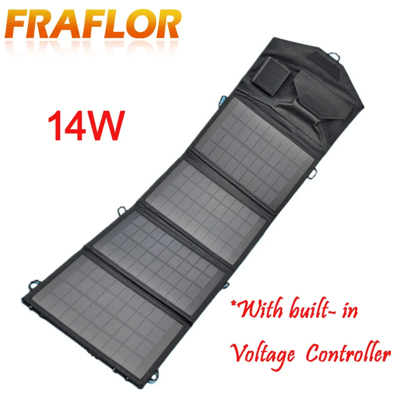 

14W 18V Outdoor Solar Panel USB Charger Battery Power Bank Folding Solar Charging Bag For Moible Phone Camping Travel Backpacks