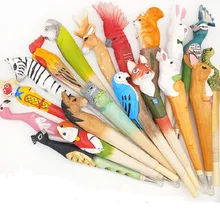 Креативная деревянная ручка в виде животных, ручная работа, деревянная ручка, горячая Распродажа, Подарочная гелевая ручка для рукоделия, цена, 10 шт./лот