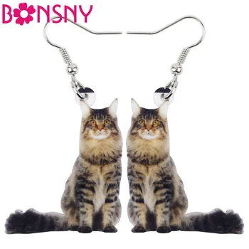 

Bonsny Acrylic Cute Cat Kitten Big Long Dangle Drop Earrings Cheap Fashion Animal Jewelry For Girls Women Ladies Teens Wholesale