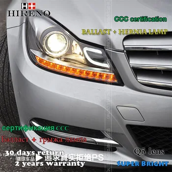 

Hireno Headlamp for 2011-2014 Mercedes-Benz C180 C200 C260 W204 Headlight Assembly LED DRL Angel Lens Double Beam HID Xenon 2pcs