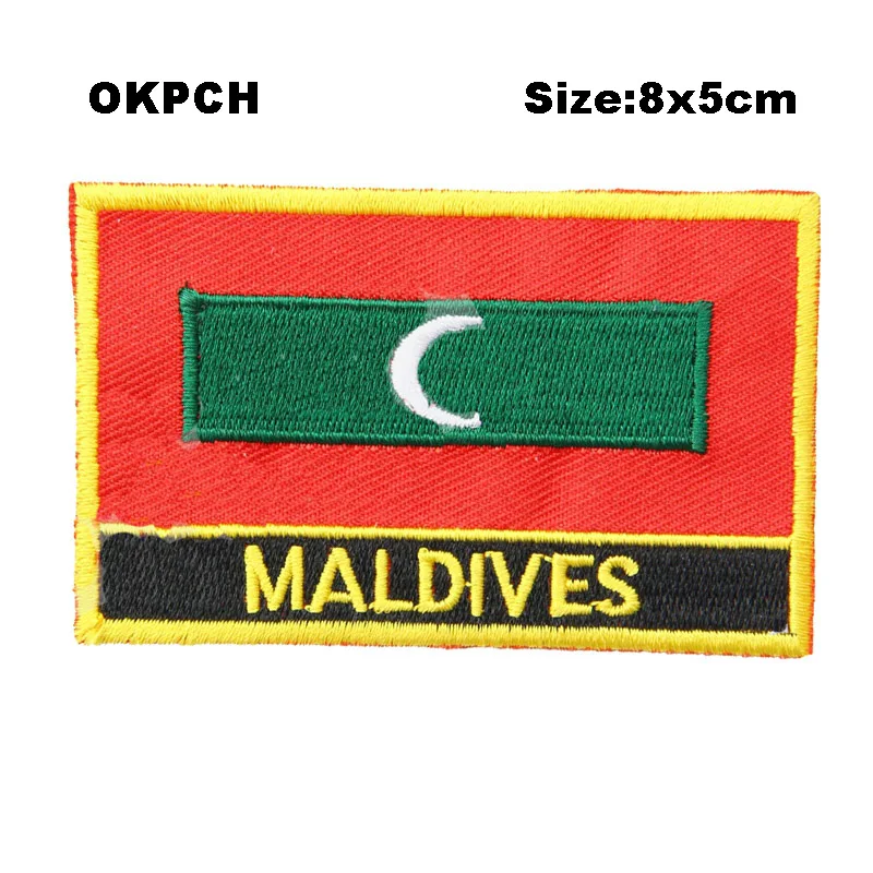 

Maldives Flag patcheswork fabric embroidery patch in Patches iorn patches for clothing flower PT-0111-R
